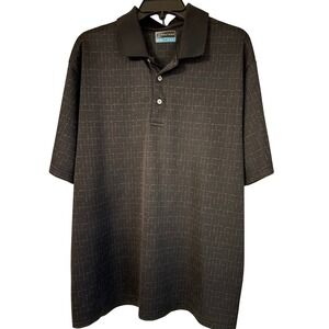 PGA TOUR Mens Black Plaid Golf Polo Shirt XL Tall Big Mens Short Sleeve Note:GUC
